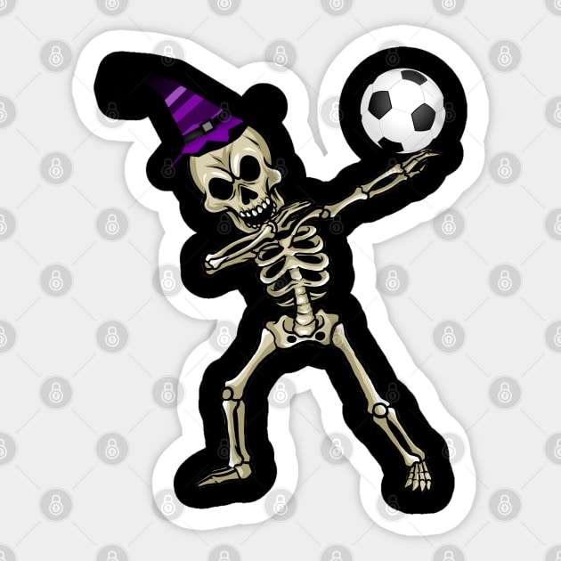 Skeleton Halloween Soccer Witch Hat Sticker by Merchweaver